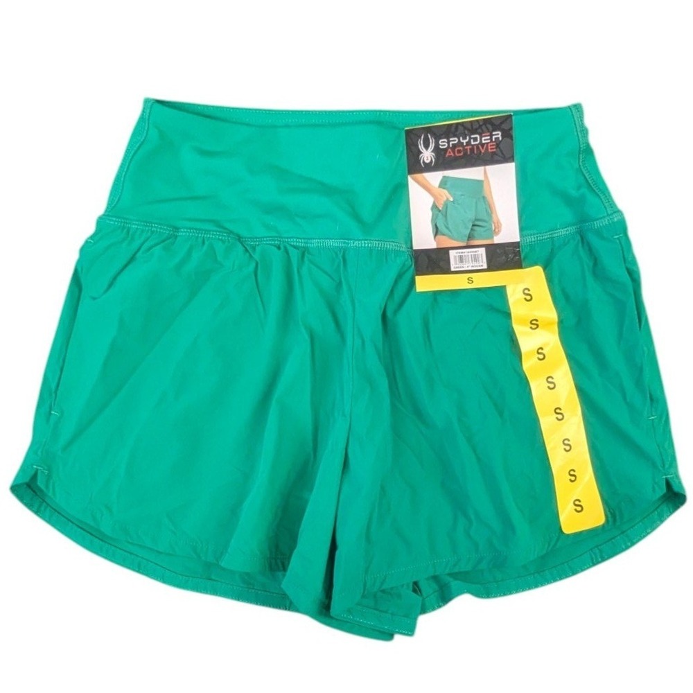 Spyder Active Women Green Athletic Shorts Size Small Built-in Liner 4in Inseam